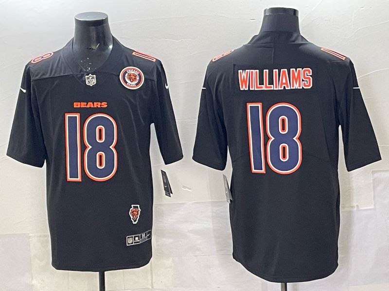 Men 2025 Nike Chicago Bears 18 Williams Black Limited NFL Jersey style 016